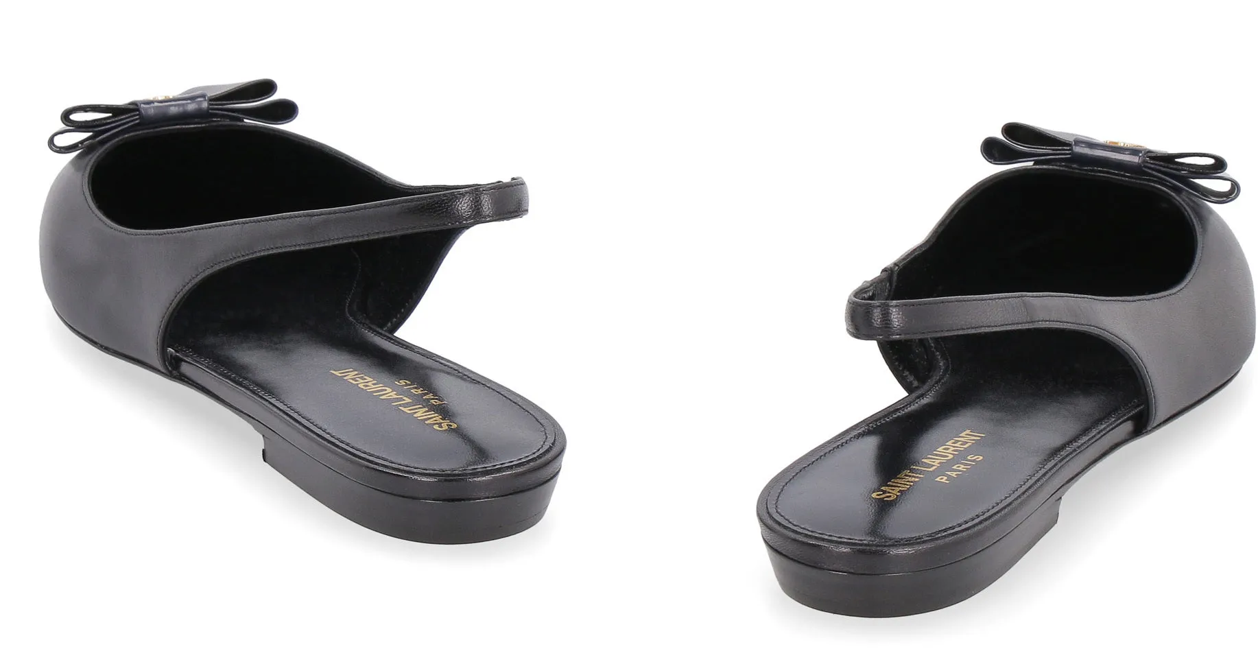 Leather pointy-toe flat slingback