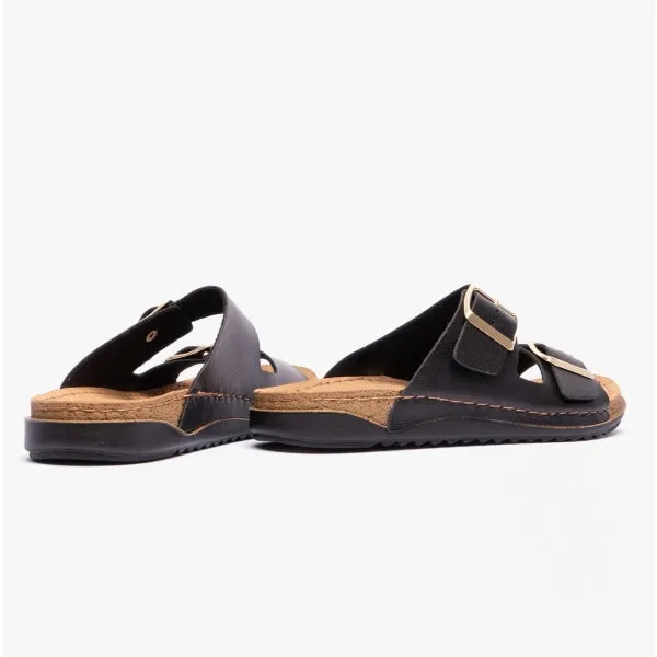 Lotus CORTONA Womens Open-Toe Mule Sandals Black