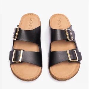 Lotus CORTONA Womens Open-Toe Mule Sandals Black
