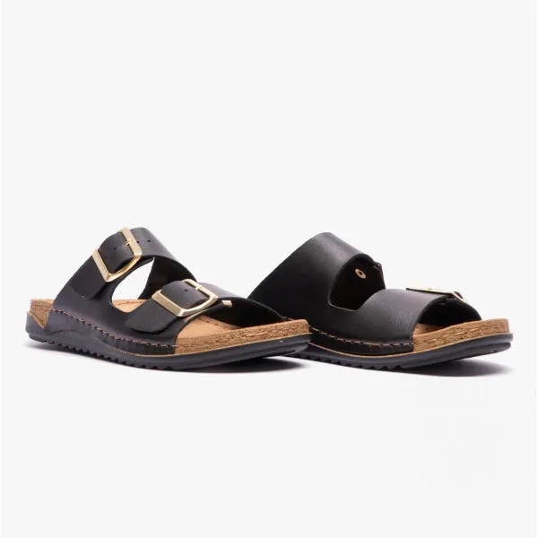 Lotus CORTONA Womens Open-Toe Mule Sandals Black