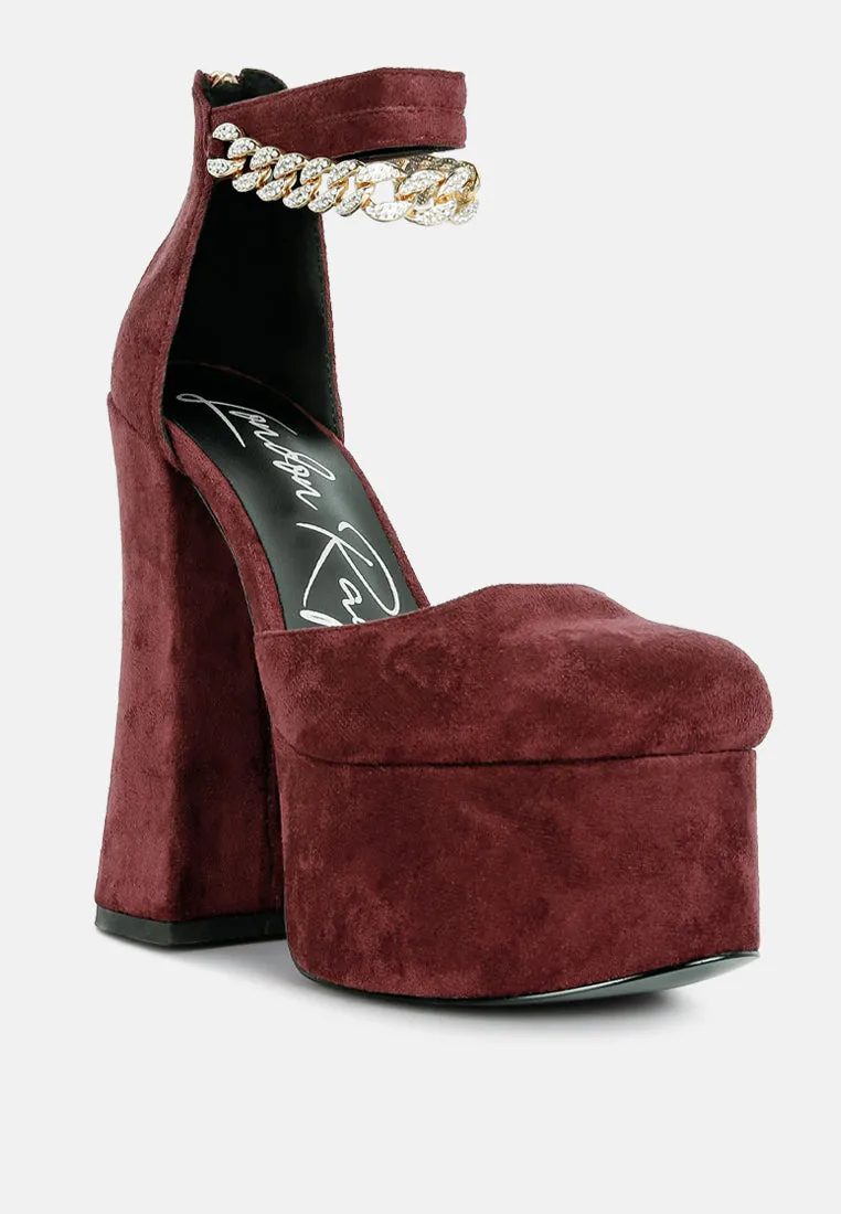Lucky Me Block Platform Sandal With Metal Chain By Ruw