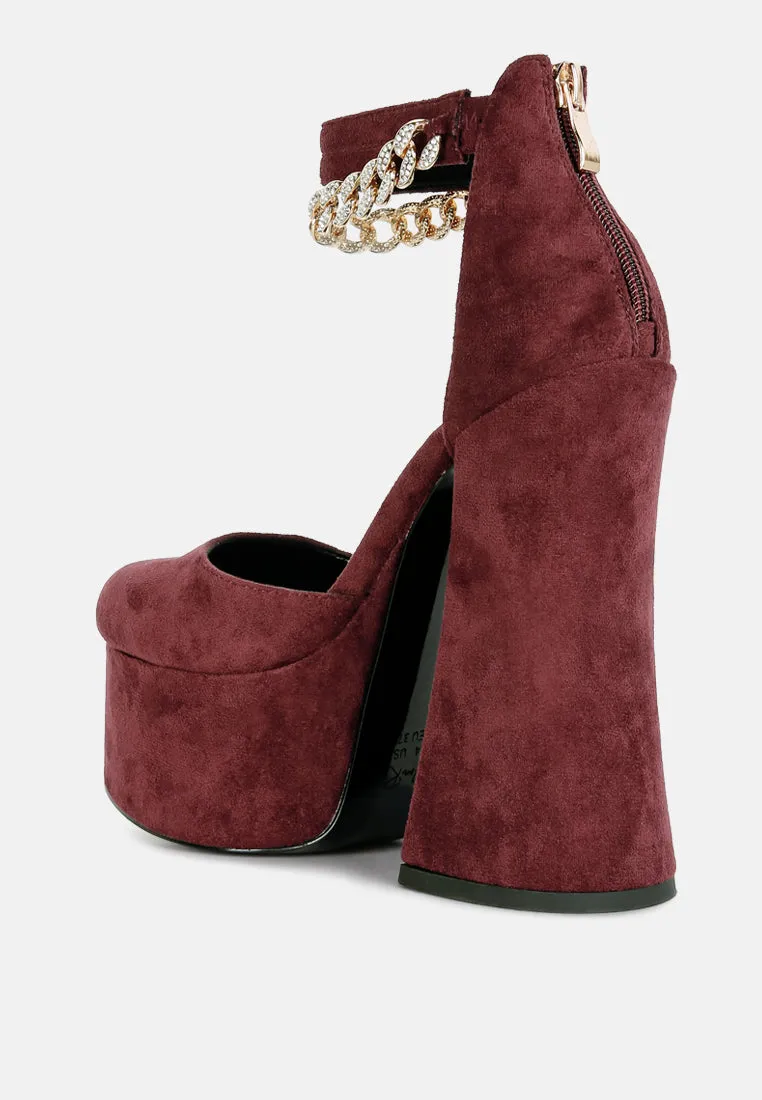 Lucky Me Block Platform Sandal With Metal Chain By Ruw