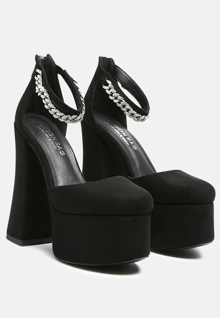 Lucky Me Block Platform Sandal With Metal Chain By Ruw
