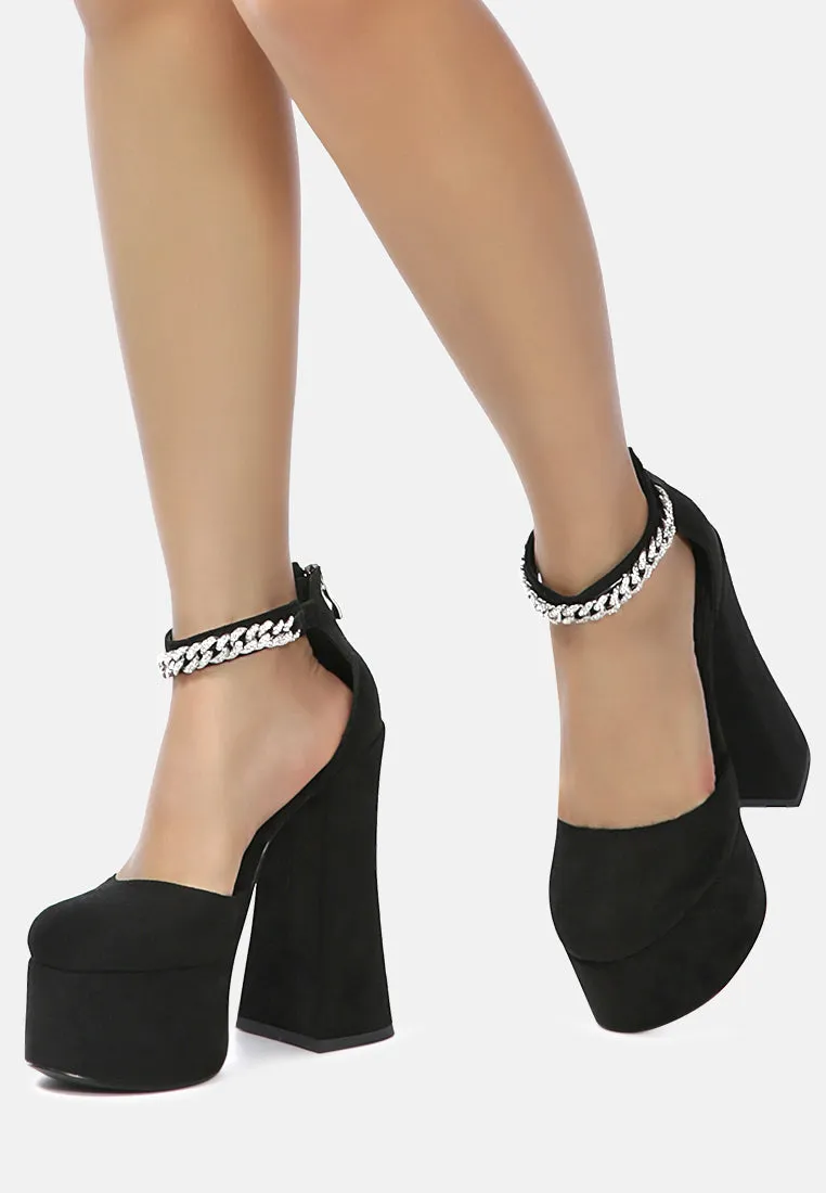 Lucky Me Block Platform Sandal With Metal Chain By Ruw