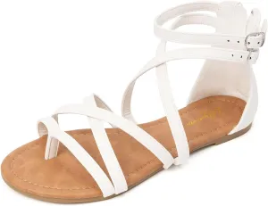 Luffymomo Women's Gladiator Strap Sandals Flat Fisherman Thong Cross Strappy Sandals