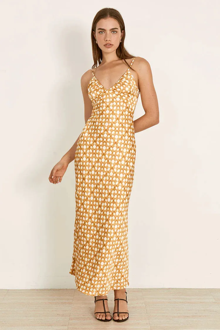Lumen Midi Dress Golden Check