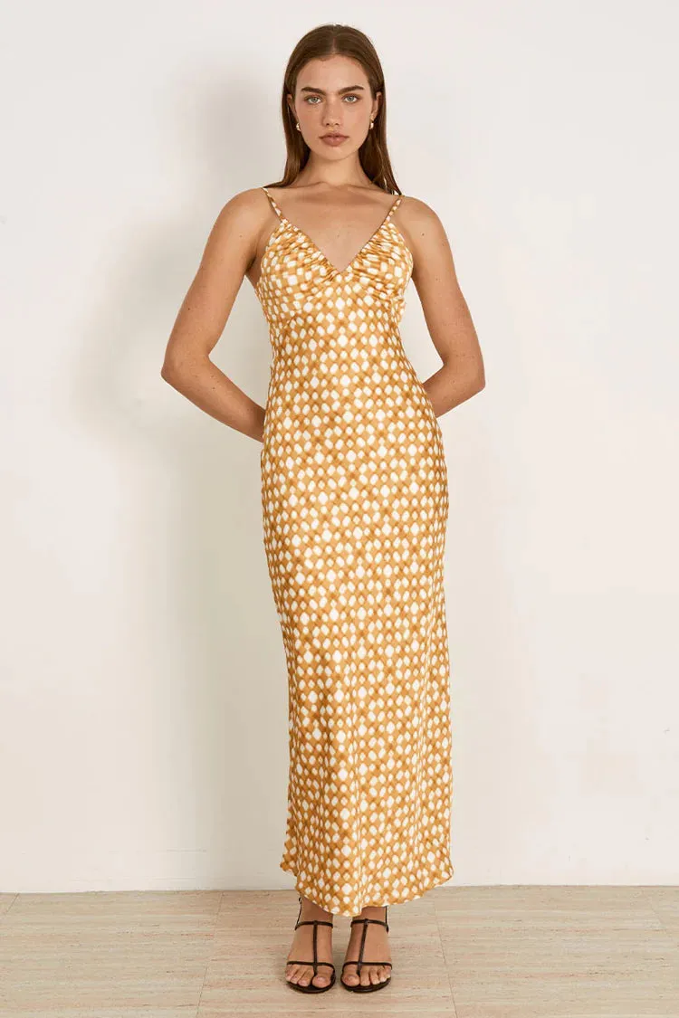 Lumen Midi Dress Golden Check