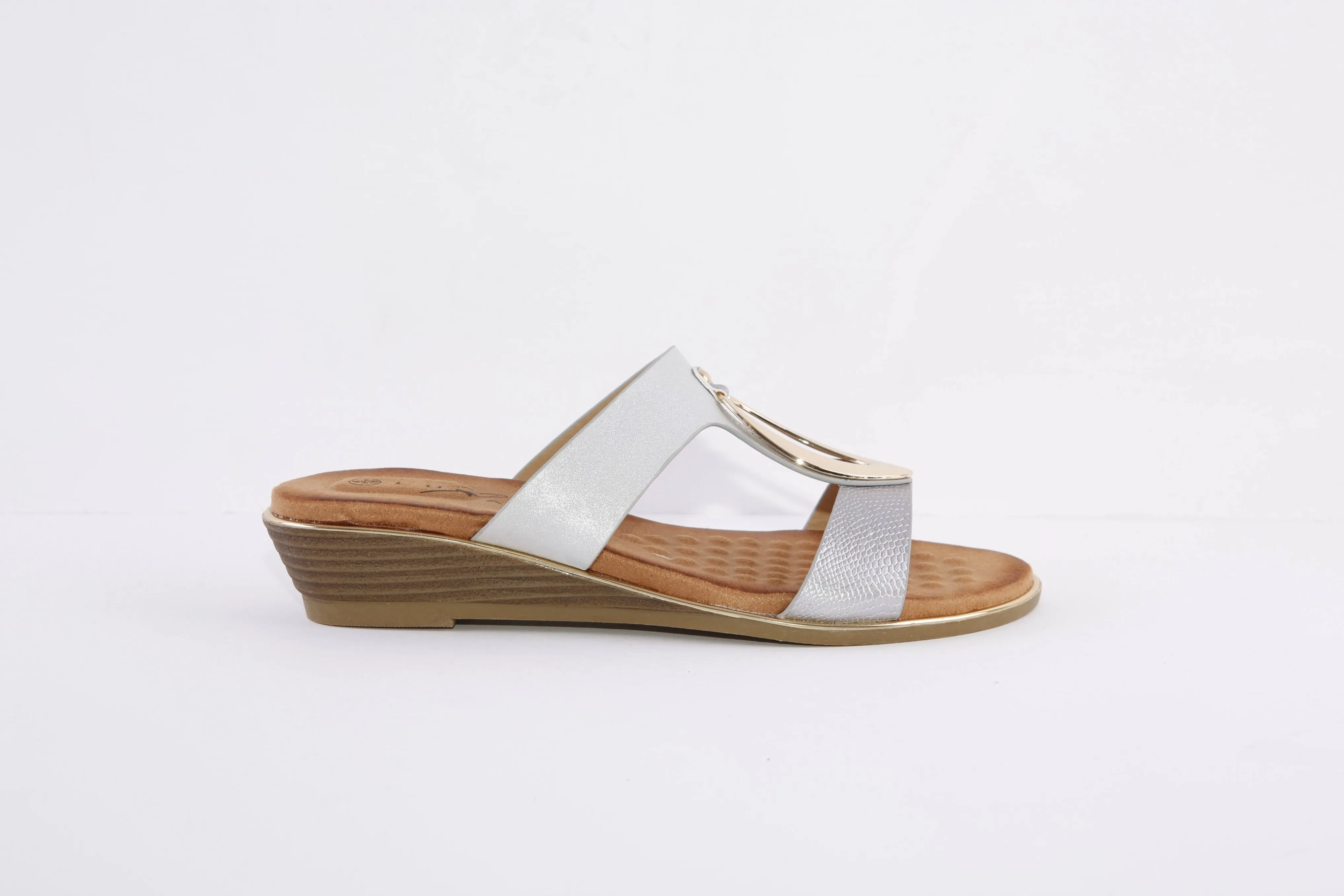 LUNAR - JLH145 PENNITA-LOW WEDGE MULE - SILVER