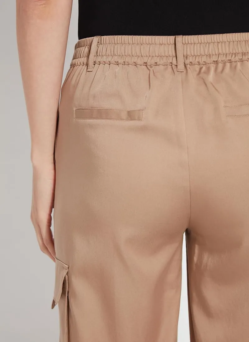 Lyssé Calypso Cargo Pants for Women – Cropped Ankle Pants and Stretch Satin Pants with Relaxed Fit