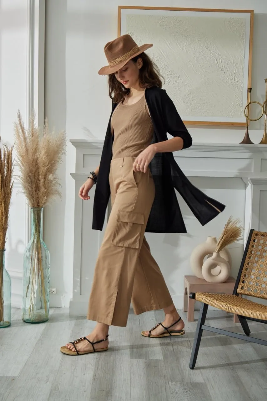 Lyssé Calypso Cargo Pants for Women – Cropped Ankle Pants and Stretch Satin Pants with Relaxed Fit