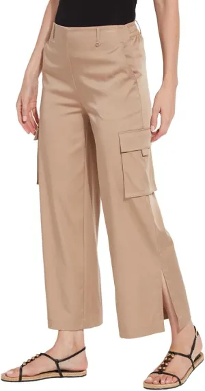 Lyssé Calypso Cargo Pants for Women – Cropped Ankle Pants and Stretch Satin Pants with Relaxed Fit