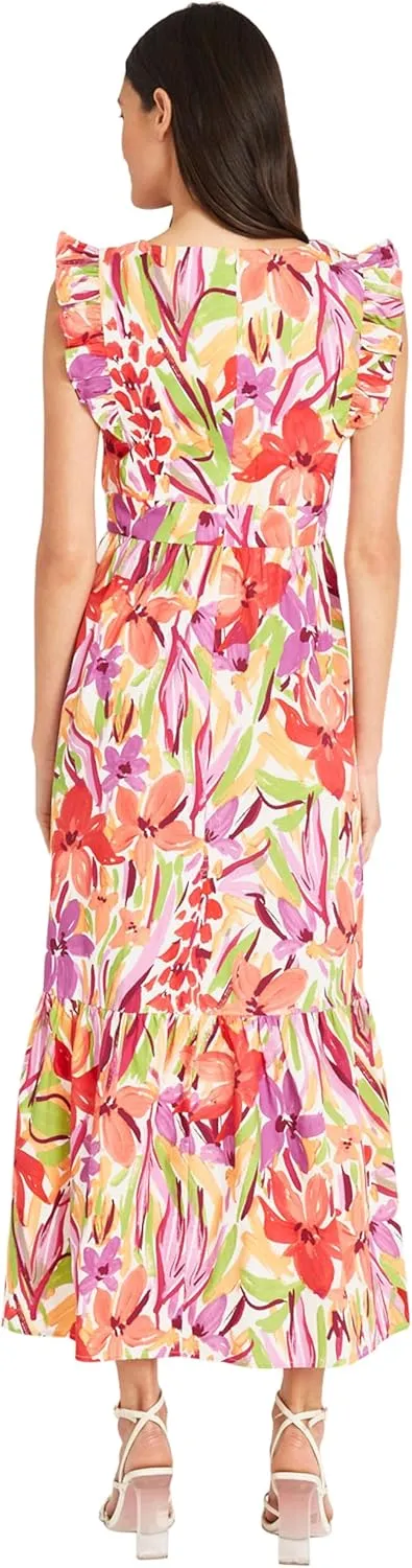 Maggy London Cocktail V-Neck, Ruffle, Pockets Maxi | Summer Dresses for Women