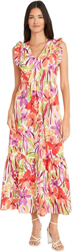 Maggy London Cocktail V-Neck, Ruffle, Pockets Maxi | Summer Dresses for Women