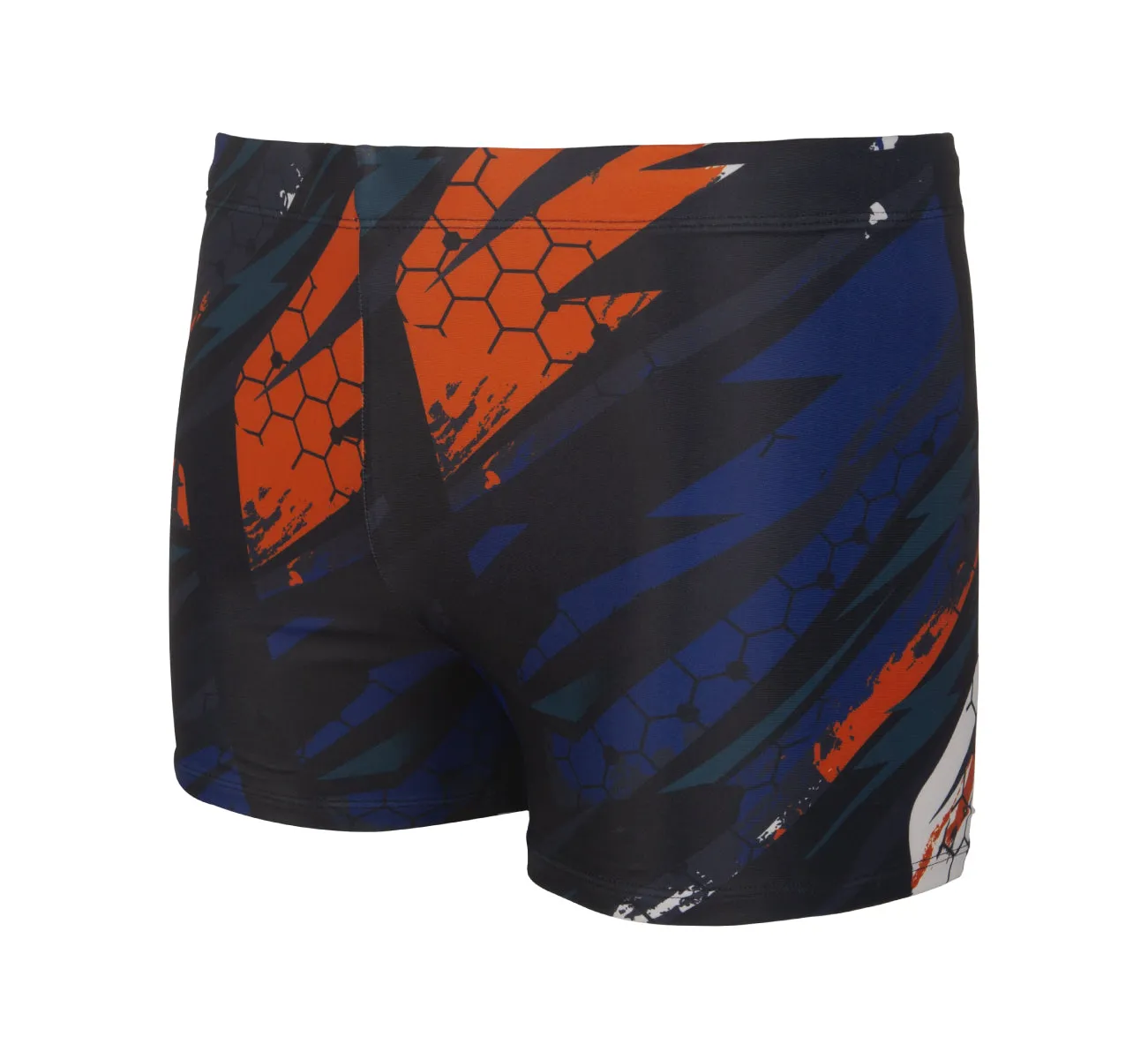 Men's 7" Football Print Square Leg Splice Swimsuit