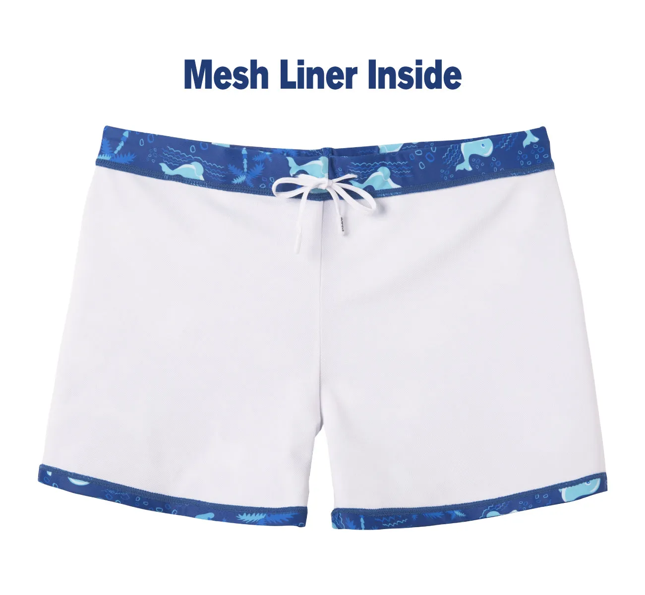 Men's 7" Whale Print Square Leg Splice Swimsuit