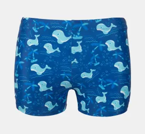 Men's 7" Whale Print Square Leg Splice Swimsuit