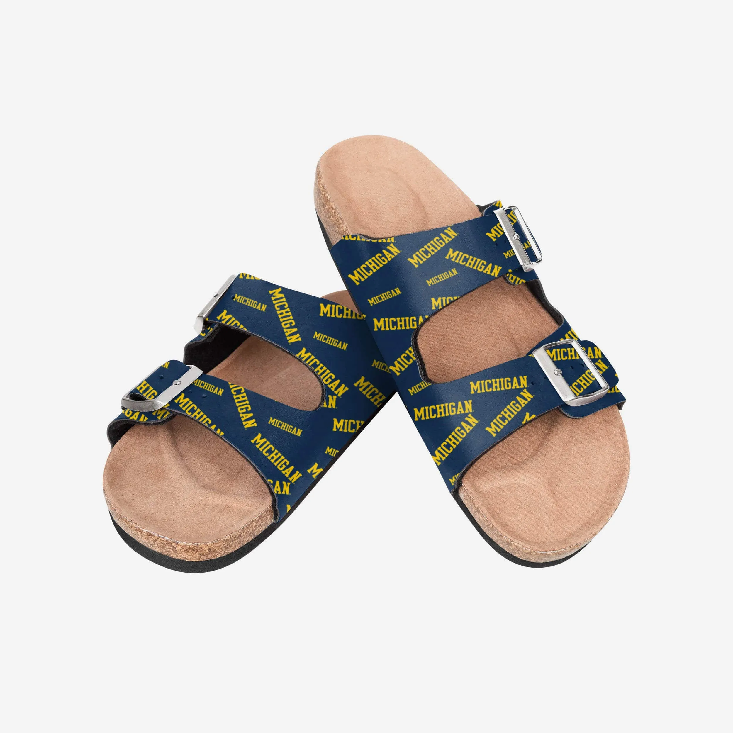 Michigan Wolverines Womens Mini Print Double Buckle Sandal