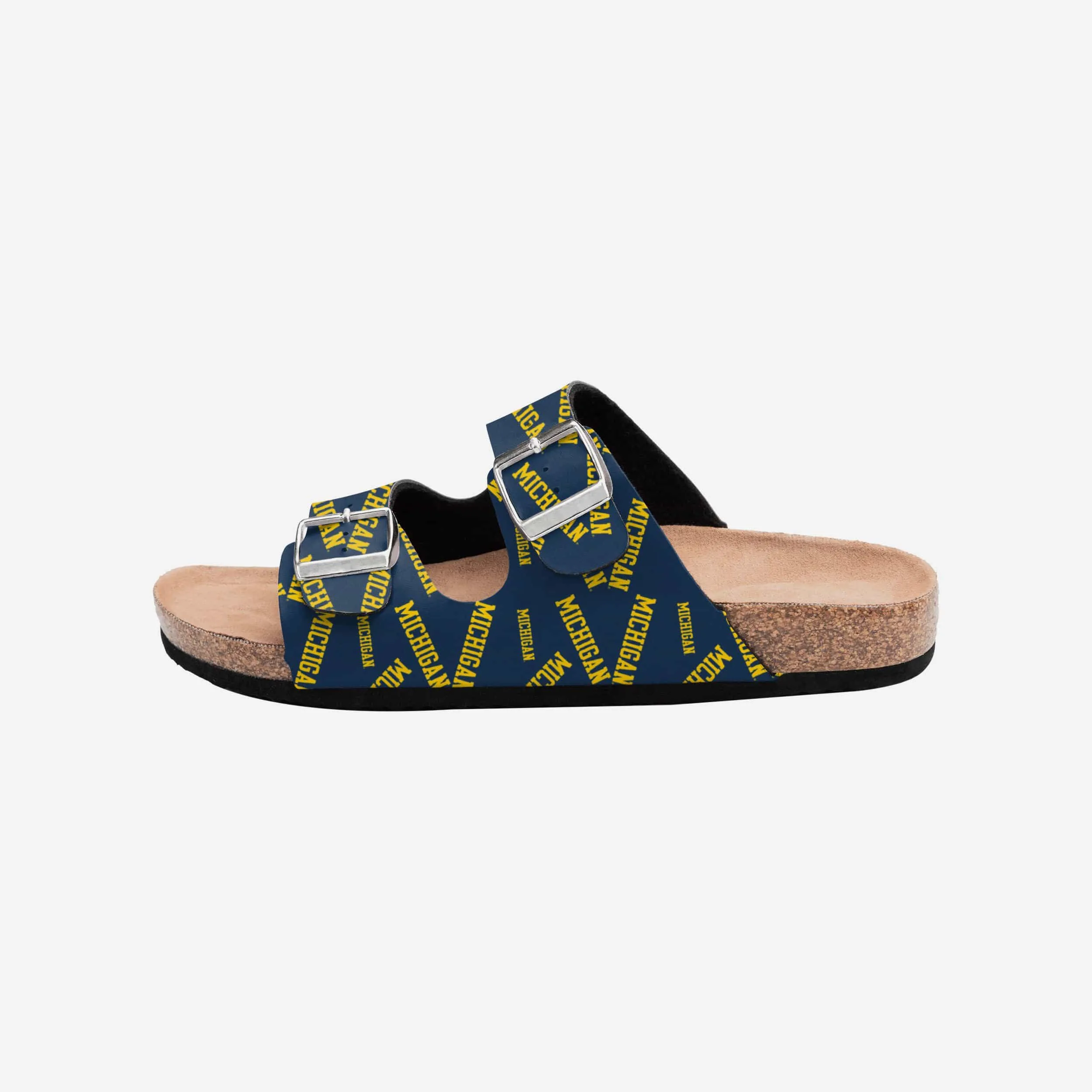 Michigan Wolverines Womens Mini Print Double Buckle Sandal