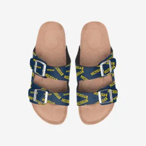 Michigan Wolverines Womens Mini Print Double Buckle Sandal