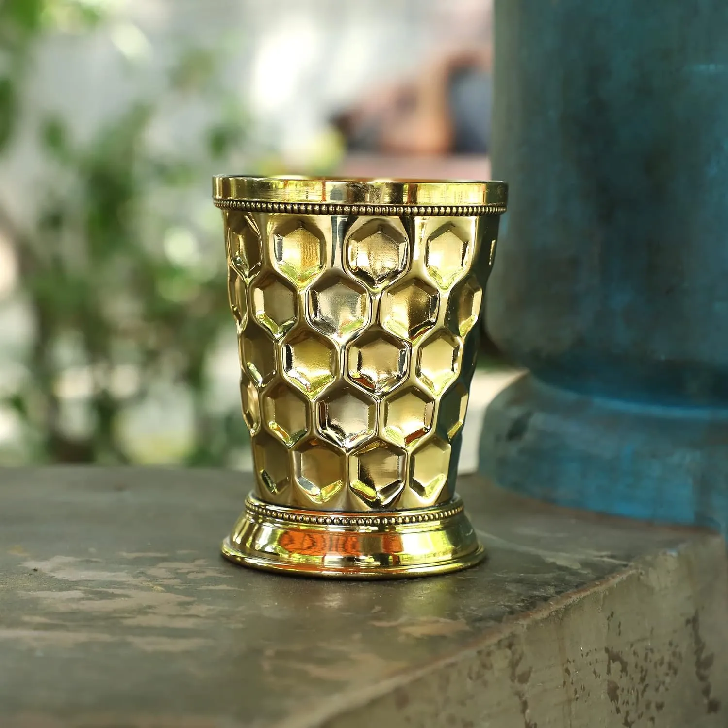 Mint Julep Cups For Bourbon Cocktail Moscow Mule Classic Beaded Trim Border Made by Soild Brass Capacity-12 Ounce (Diamond, 1)