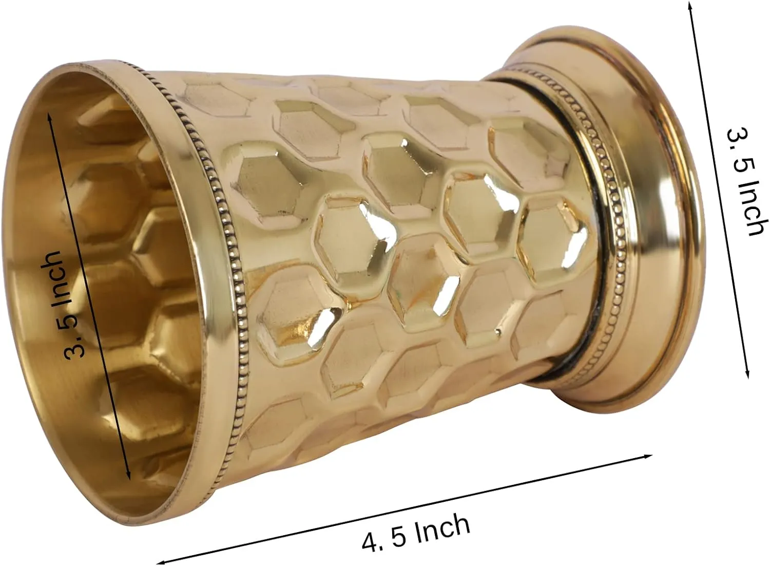 Mint Julep Cups For Bourbon Cocktail Moscow Mule Classic Beaded Trim Border Made by Soild Brass Capacity-12 Ounce (Diamond, 1)