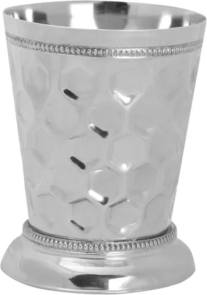 Mint Julep Cups For Bourbon Cocktail Moscow Mule Classic Beaded Trim Border Made by Soild Brass Capacity-12 Ounce (Silver, 1)