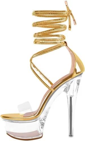 MissHeel Clear Platform Sexy Heels Lace-up