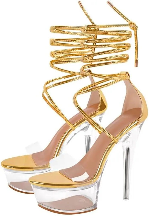 MissHeel Clear Platform Sexy Heels Lace-up