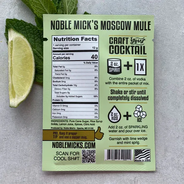 Moscow Mule single serve drink mix by Noble Mick's