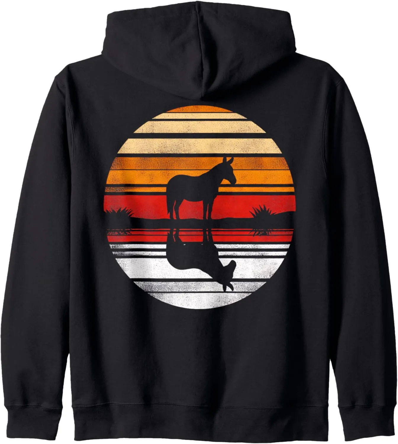 Mule Sunset Retro Style Safari Vintage 70s Zip Hoodie