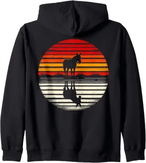 Mule Sunset Retro Style Safari Vintage 70s Zip Hoodie