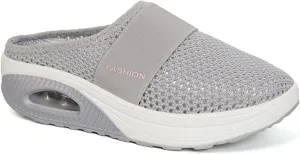 Mules Shoes for Women Backless Walking Sneakers Mesh Air Cushion Orthopedic Diabetic Shoes Backless Breathable Arch Support Sandals Outdoor Slippers Wide Width Clogs