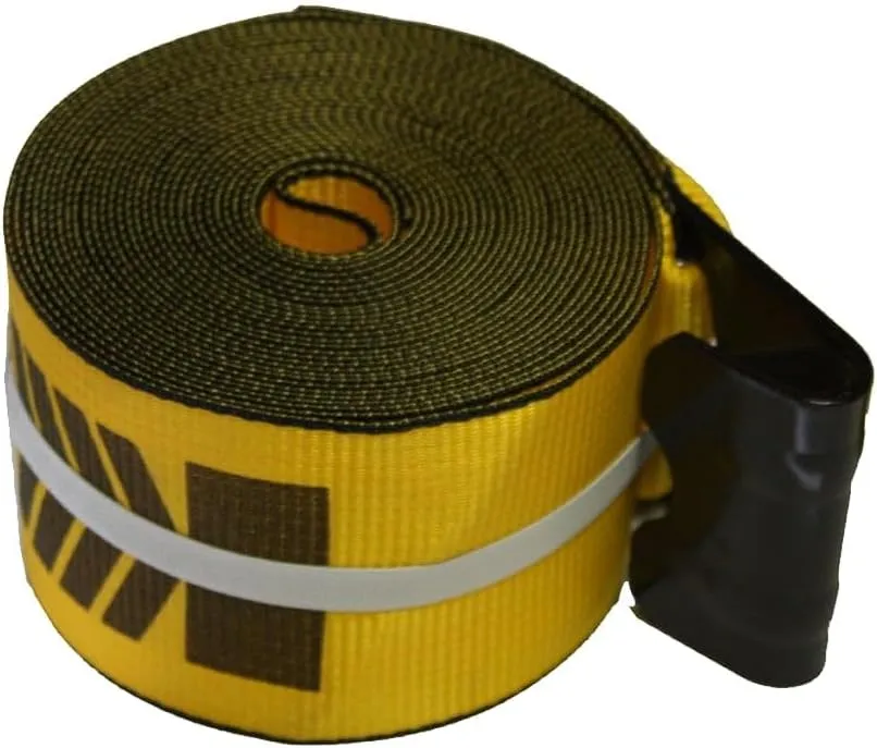 Mytee Products Kinedyne Winch Straps 4" x 30' Gold Heavy Duty Tie Down w/Flat Hooks WLL# 5400 lbs | 4 Inch Cargo Control for Flatbed Truck Utility Trailer (1 Pack)