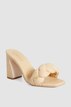 Natural Straw Freya Curved Heel Mule