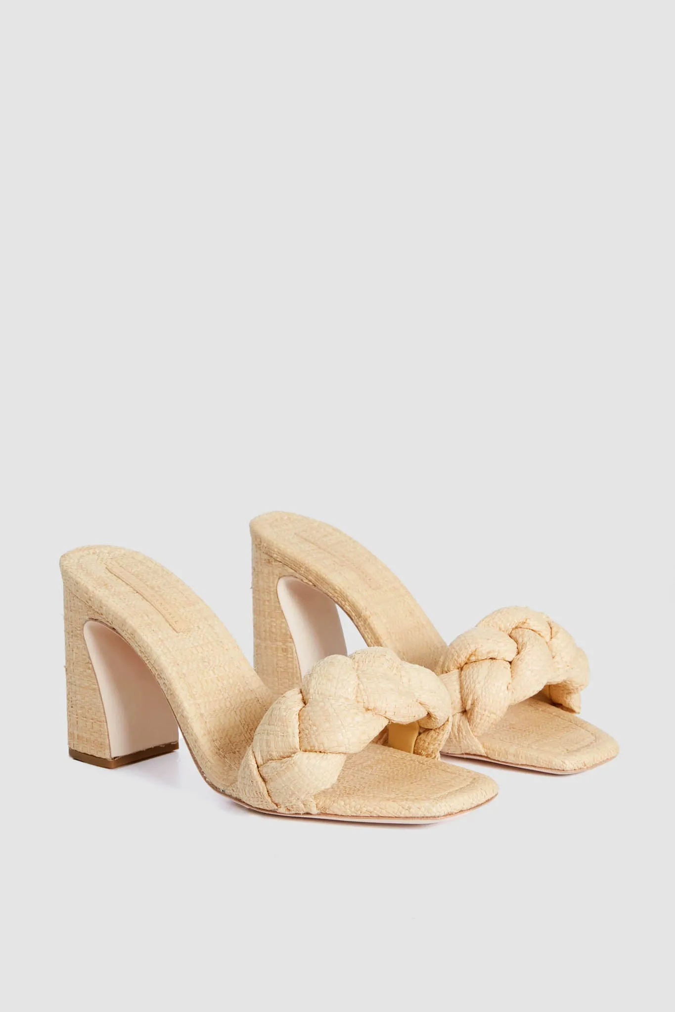 Natural Straw Freya Curved Heel Mule