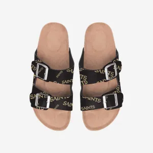 New Orleans Saints Womens Mini Print Double Buckle Sandal