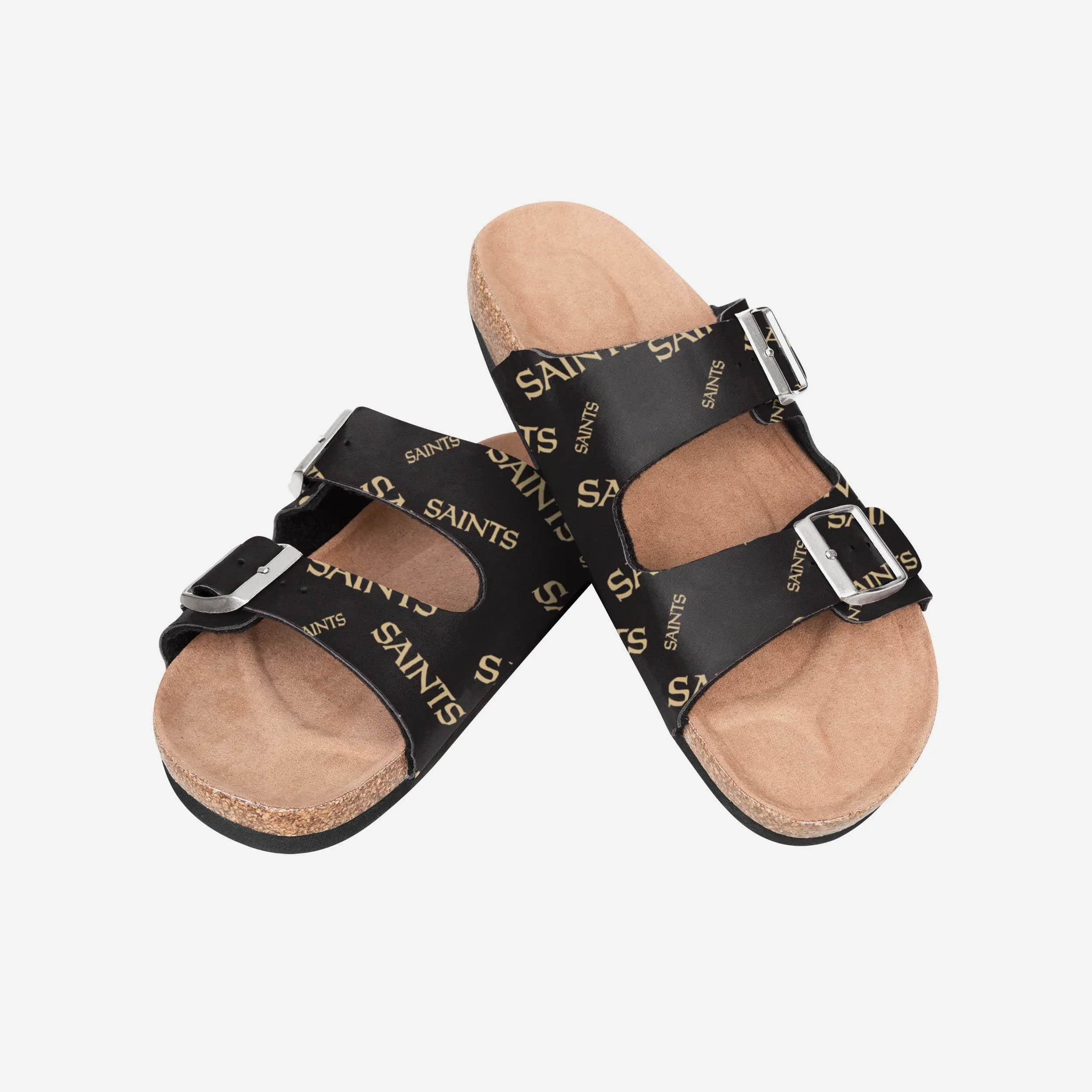 New Orleans Saints Womens Mini Print Double Buckle Sandal