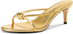 NobleOnly Women's Black Kitten Heel Mule Sandals, 2.4 Inches, Open Toe, Slip On, Party, Prom, Wedding, Evening, Classic Style