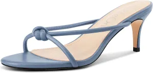 NobleOnly Women's Black Kitten Heel Mule Sandals, 2.4 Inches, Open Toe, Slip On, Party, Prom, Wedding, Evening, Classic Style