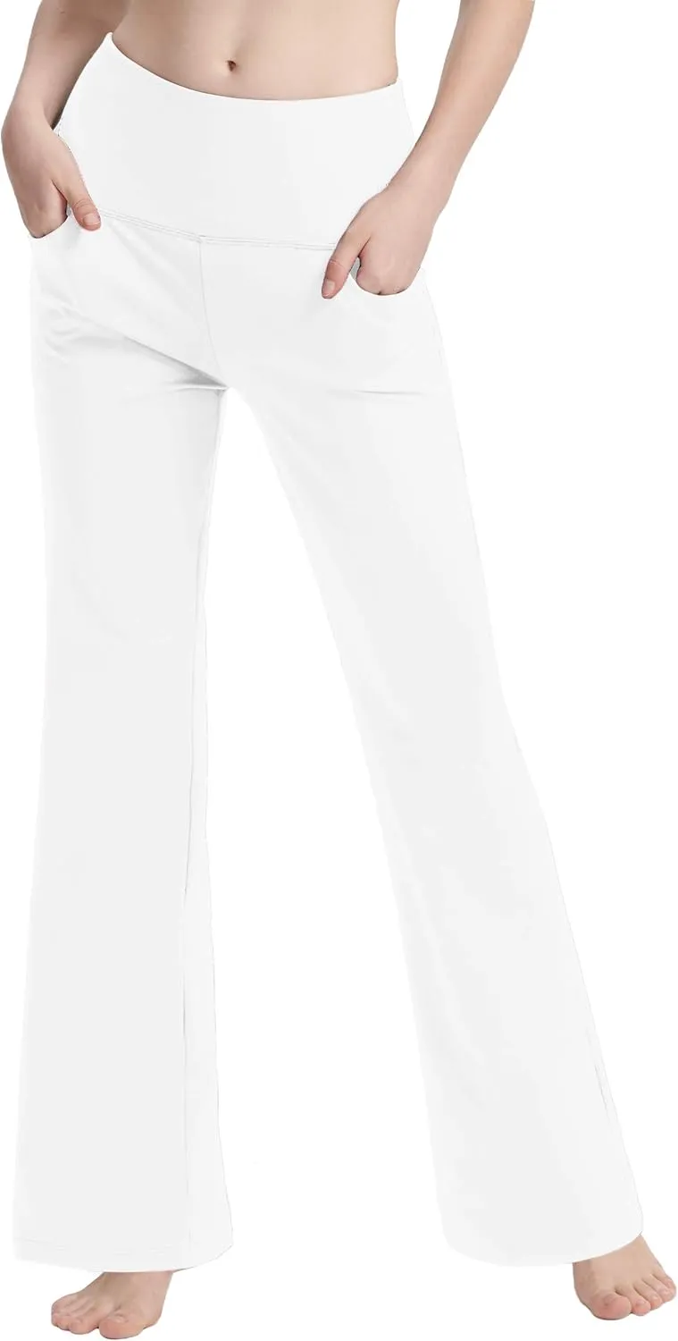 nuveti Women's Bootcut Yoga Pants Tummy Control Workout Non See-Through Bootleg Yoga Pants