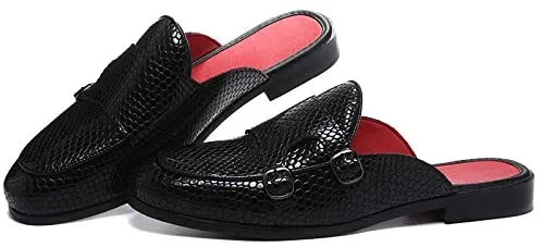 NXY Men's Slip-on Mule Loafer Leather Backless Casual Dress Slippers