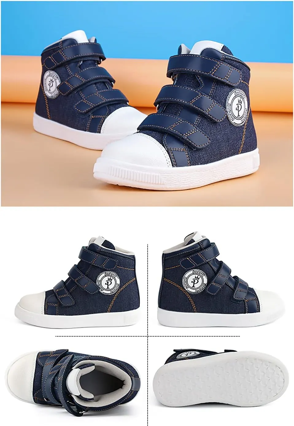 Orthopedic Shoes for Boys and Girls, high-top Corrective Sneakers for Toddlers and Kids with Arch and Ankle Support for Flat feet and Tiptoe Walking