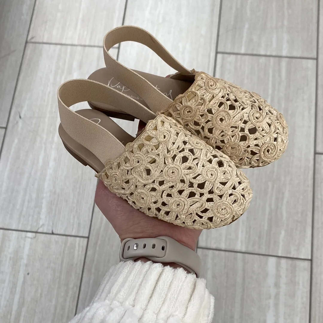Papanatas Nude Floral Open Weave Mule