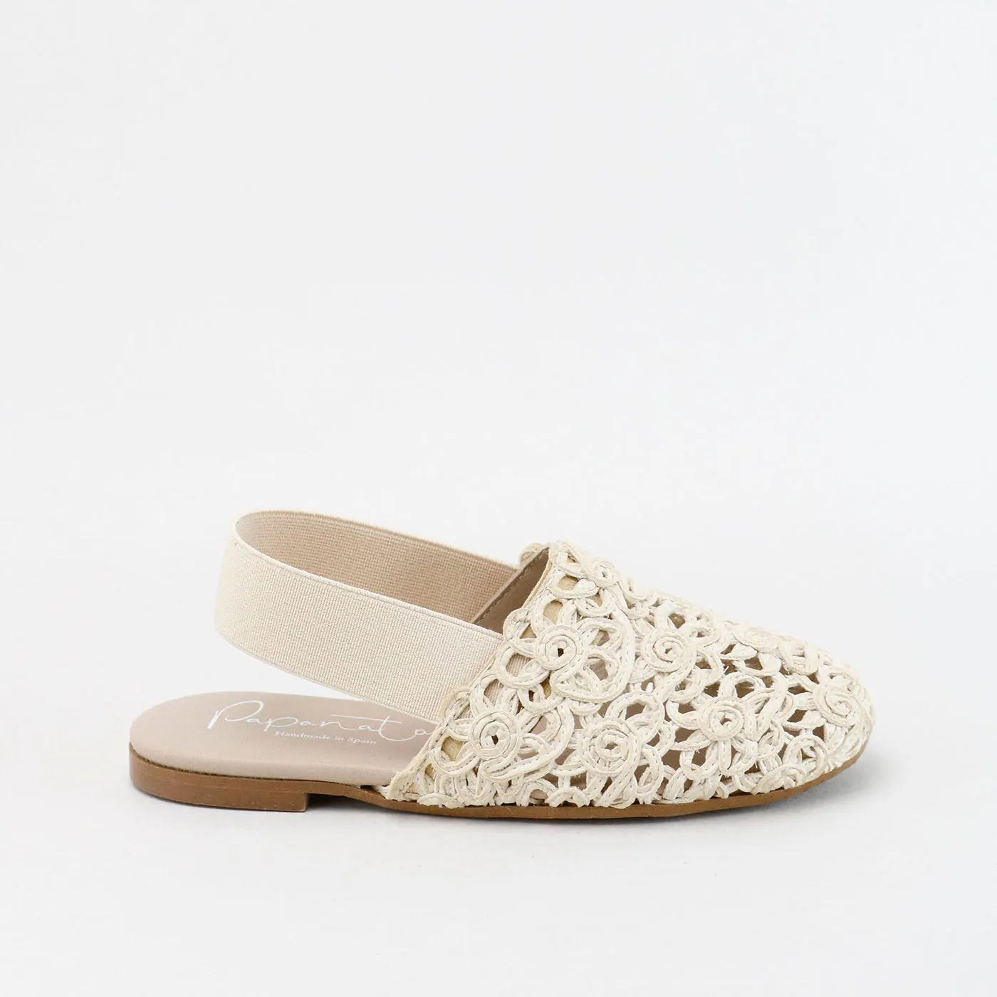 Papanatas Nude Floral Open Weave Mule
