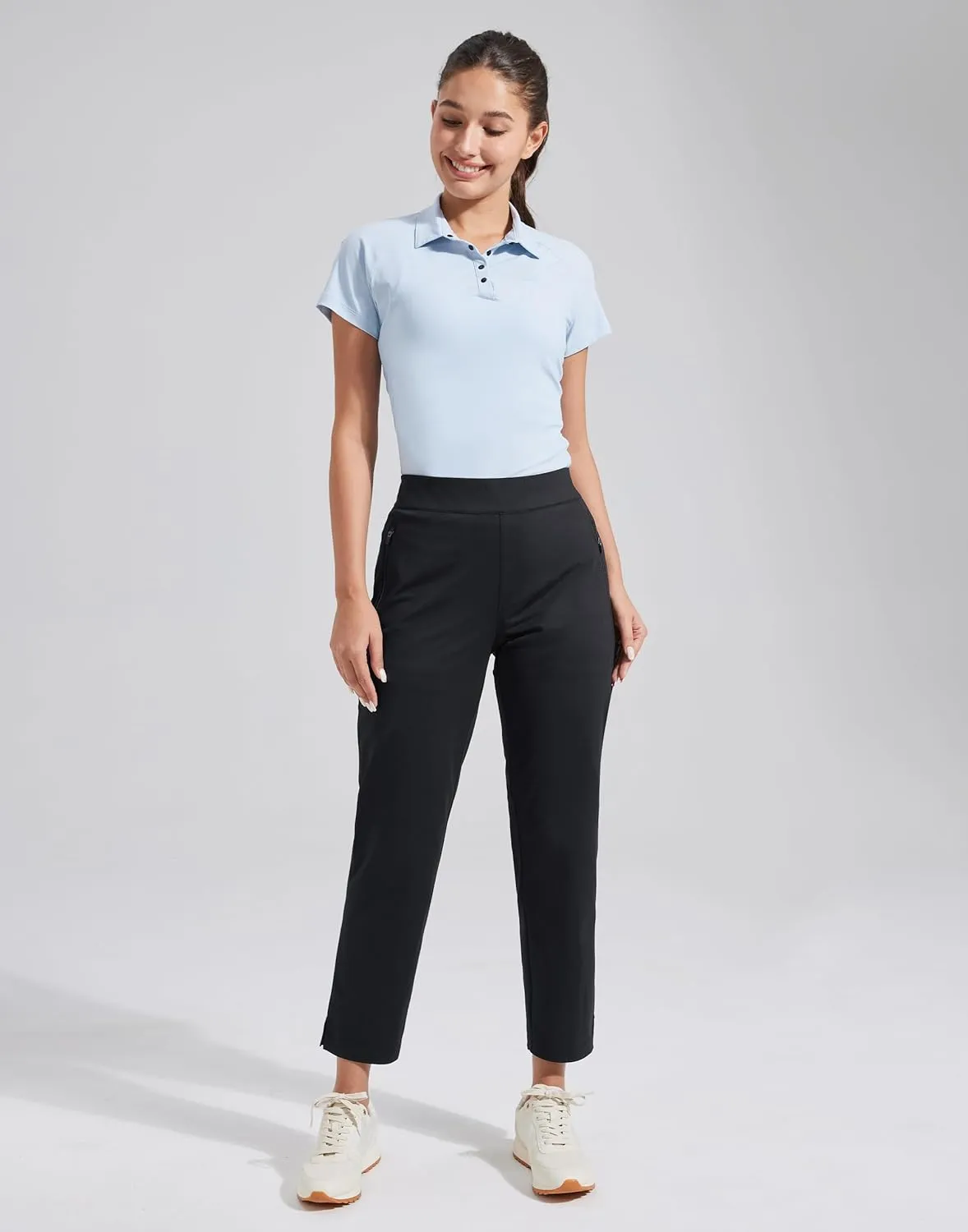 Pioneer Camp Womens Golf Pants with Zip Pockets High Waisted Stretch 7/8 Ankle Dress Work Business Casual Slacks Travel Pants