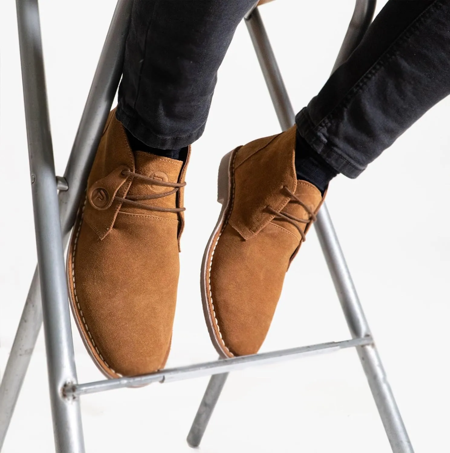 POPPS VESPA Unisex Mens Womens 100% Real Suede Leather Lace up Ankle Desert Smart Casual Boots