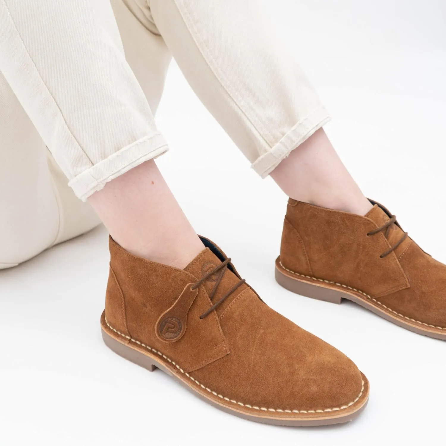 POPPS VESPA Unisex Mens Womens 100% Real Suede Leather Lace up Ankle Desert Smart Casual Boots