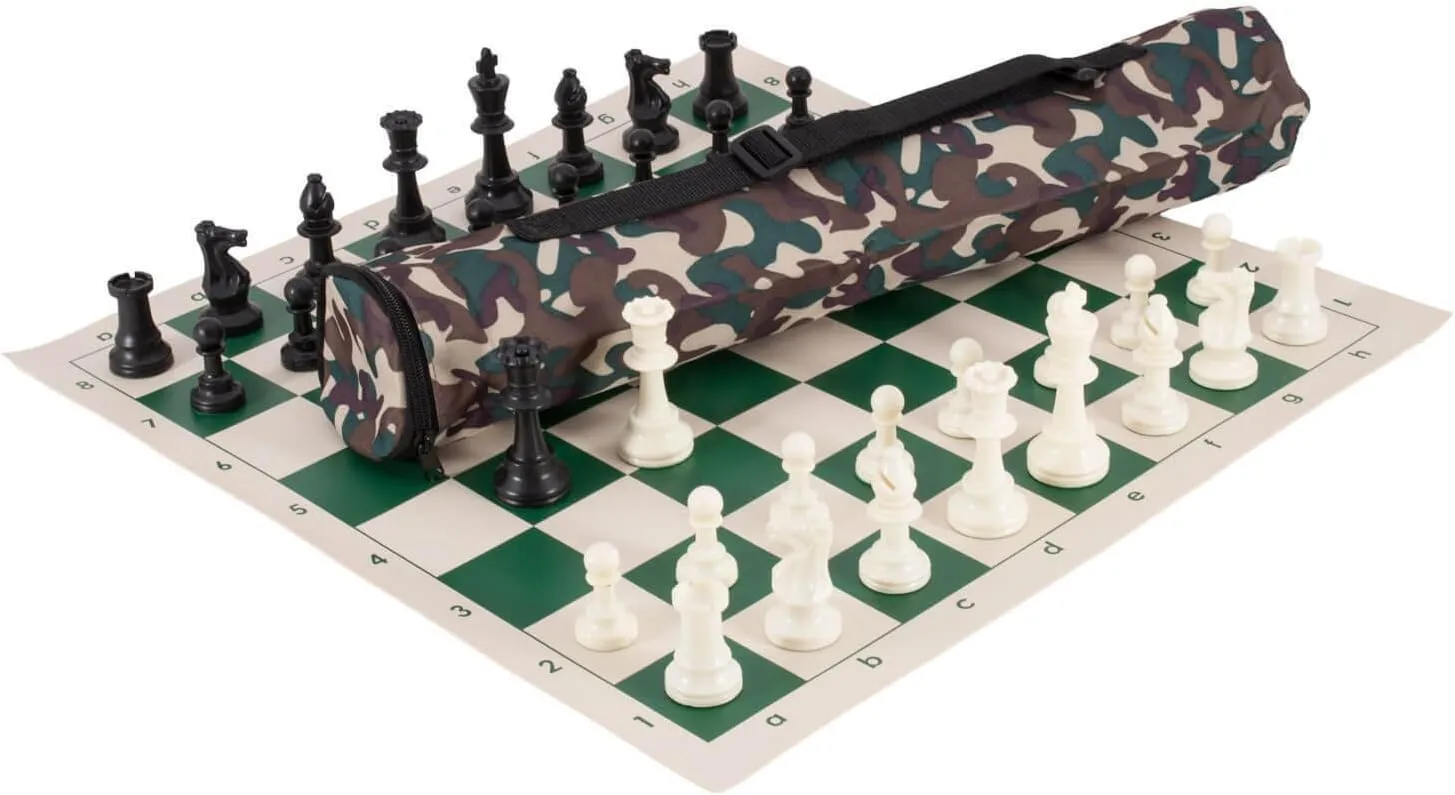 Quiver Chess Set Combination - Triple Weighted - by US Chess Federation (Desert Camo)