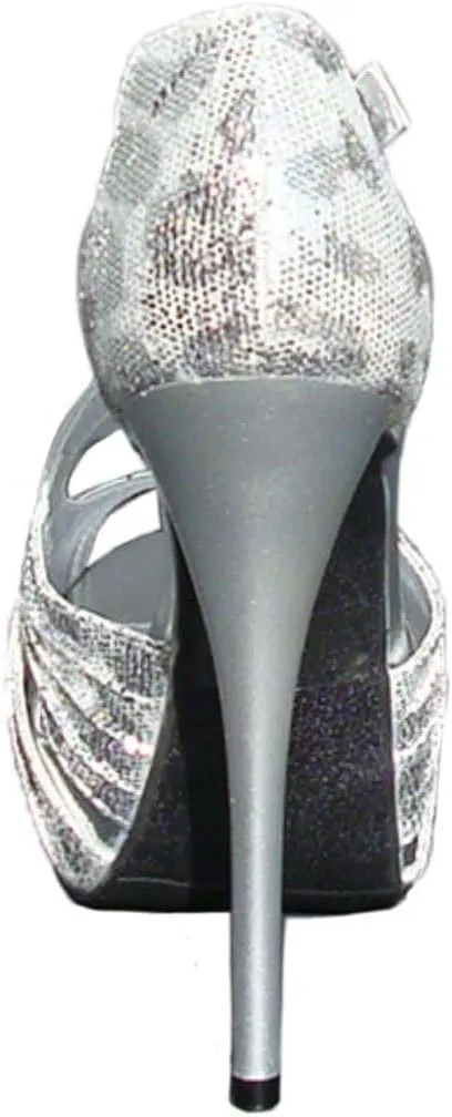 Qupid Women's Dazzling71 Glitter Fabric Leopard Criss Cross Platform Sandal