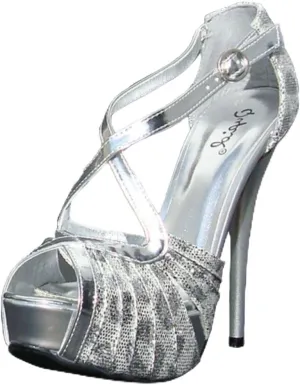 Qupid Women's Dazzling71 Glitter Fabric Leopard Criss Cross Platform Sandal